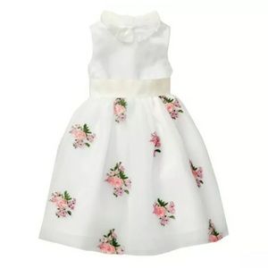 $189 Janie & Jack White Floral Tulle Dress 12-18M